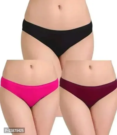 Stylish Multicoloured Cotton Solid Briefs For Women Pack Of 3