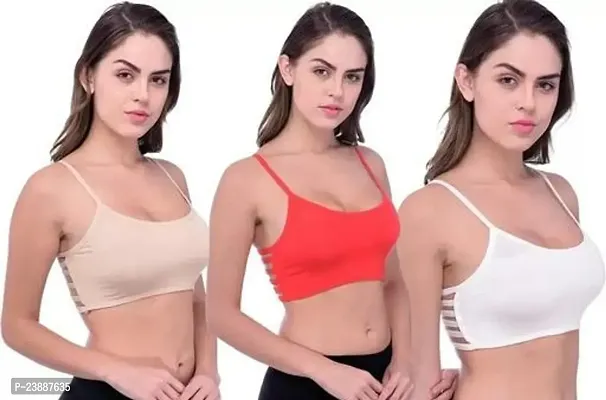 Stylish Multicoloured Cotton Silk Solid Bras For Women Pack Of 3
