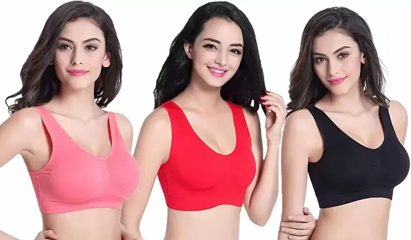 Solid Sports/Air Non Padded Bras Combo 3