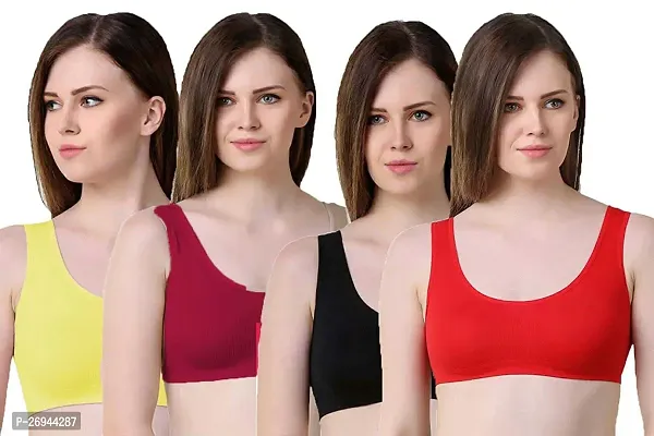 Women  s Stretch Cotton Sports Non Padded Wire Free Air Bra-thumb0