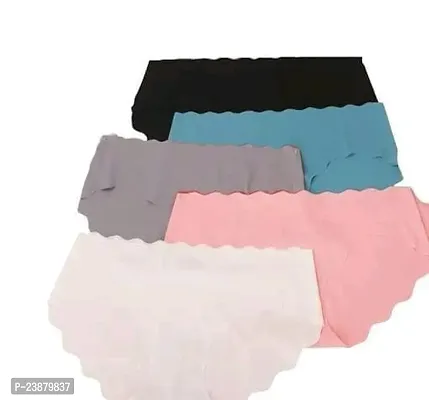 Stylish Multicoloured Silk Solid Briefs For Women Pack Of 5-thumb0