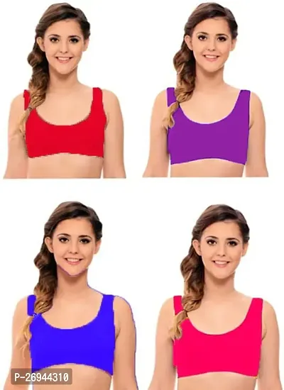 Women Cotton blend Non Padded Non  Wired Air Sports Bra  Pack of 3