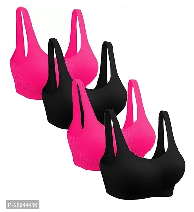 Women Everyday Cotton blend Non Padded Non  Wired Air Sports Bra Combo Pack of 3-thumb0