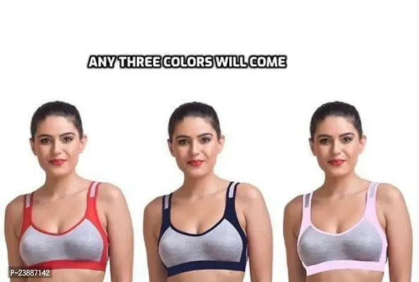 Stylish Multicoloured Cotton Solid Bras For Women Pack Of 3-thumb0