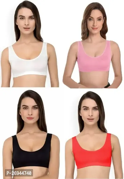 Women Cotton blend Non Padded Non  Wired Air Sports Bra  Pack of 3