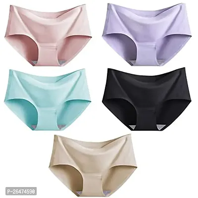 LIECRY ART Women Cotton Seamless Panty Womens Silk Panties Women Hipster Panties Medium Waist Briefs Hipster Underwear Pack of 5 Multicolor