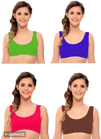 Cotton blend Full Coverage Non Padded Wire Free Air Sports Bra for Women  Pack of 3