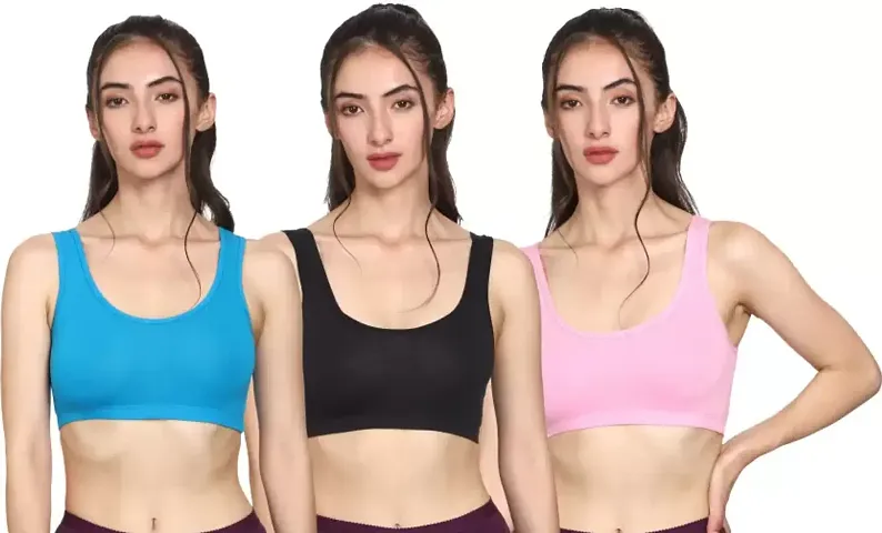 Solid Non Padded Sports Bra - Pack Of 3