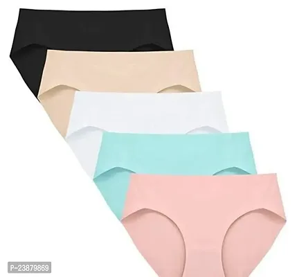 Stylish Multicoloured Silk Solid Briefs For Women Pack Of 5