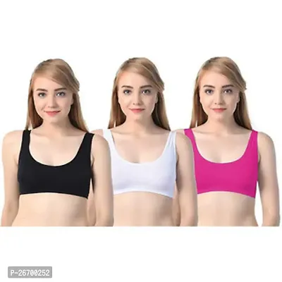 Stylis cotton Air sports bra seamless for womens pack of 3 multicolor