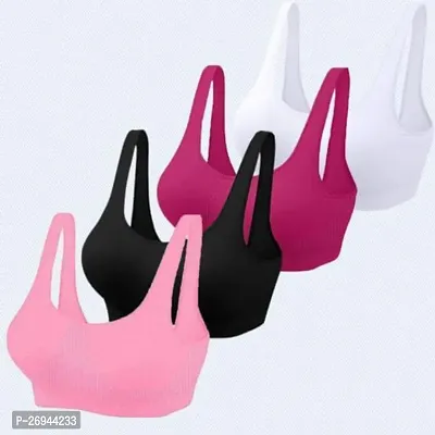 Women Cotton Non Padded Non  Wired Air Sports Bra  Pack of 3-thumb0