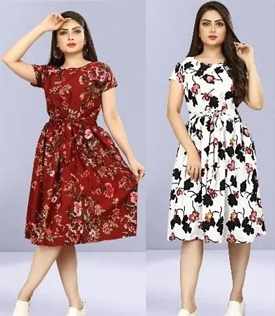 Stylish Crepe Dresses For Women Pack Of 2