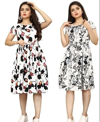 Stylish Crepe Dresses For Women Pack Of 2