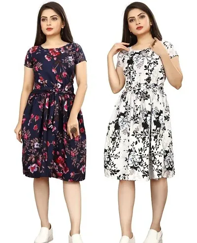 Stylish Crepe Dresses For Women Pack Of 2