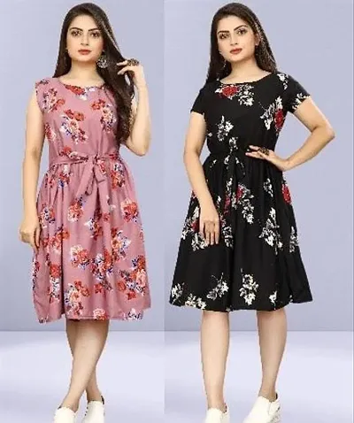 Stylish Crepe Dresses For Women Pack Of 2