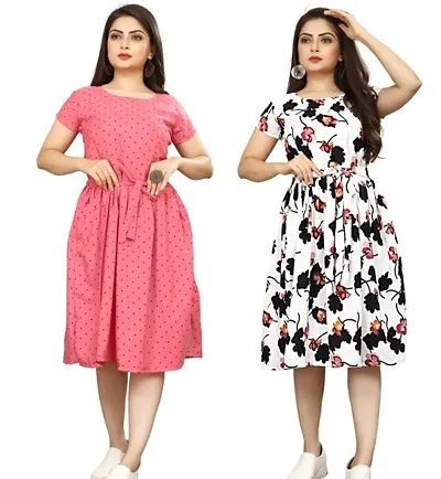 Stylish Crepe Dresses For Women Pack Of 2