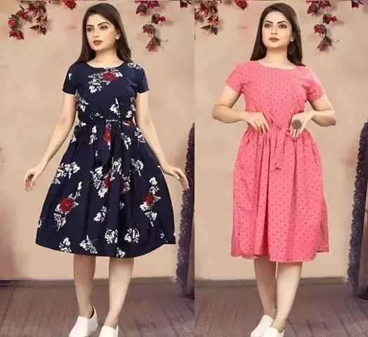 Stylish Crepe Dresses For Women Pack Of 2