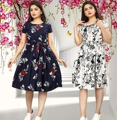 Stylish Crepe Dresses For Women Pack Of 2