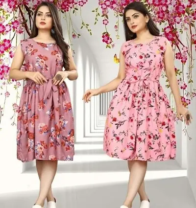 Stylish Crepe Dresses For Women Pack Of 2