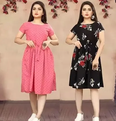 Stylish Crepe Dresses For Women Pack Of 2