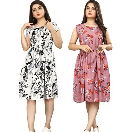 Stylish Crepe Dresses For Women Pack Of 2