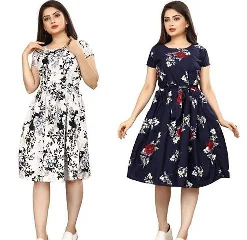 Stylish Crepe Dresses For Women Pack Of 2