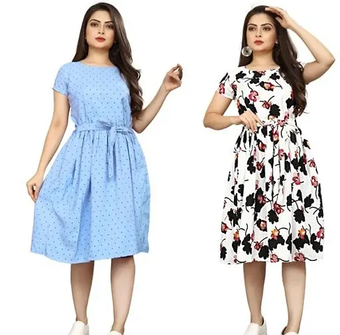 Stylish Crepe Dresses For Women Pack Of 2