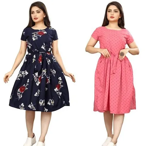 Stylish Crepe Dresses For Women Pack Of 2