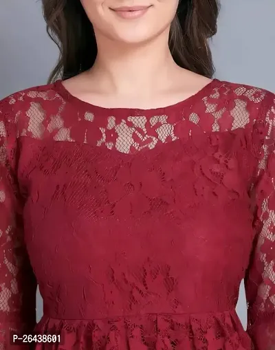 Elegant Red Net Self Pattern Top For Women-thumb3