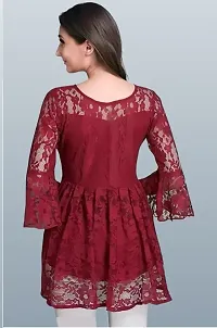 Elegant Red Net Self Pattern Top For Women-thumb4