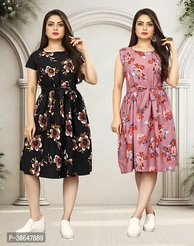 Stylish Printed A-Line Dress For Women Pack Of 2