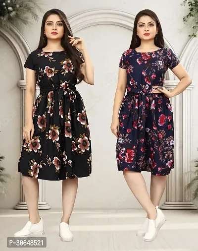 Stylish Printed A-Line Dress For Women Pack Of 2