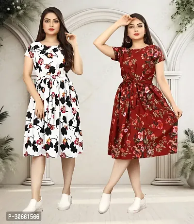 Stylish Printed A-Line Dress For Women Pack Of 2