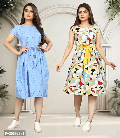 Stylish Printed A-Line Dress For Women Pack Of 2