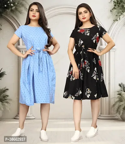 Stylish Printed A-Line Dress For Women Pack Of 2