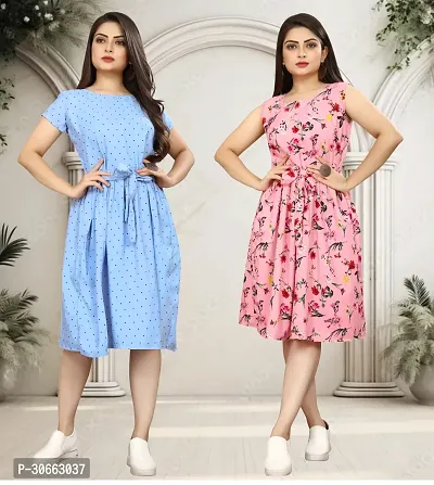 Stylish Printed A-Line Dress For Women Pack Of 2