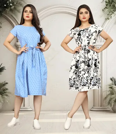 Stylish Crepe Dress For Women Pack Of 2