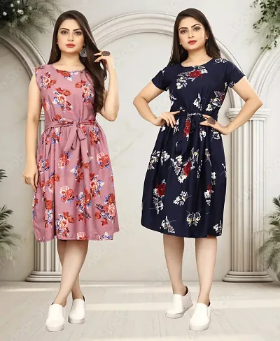 Stylish Crepe Dresses For Women Pack Of 2