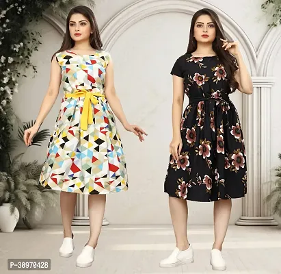 Stylish Printed A-Line Dress For Women Pack Of 2