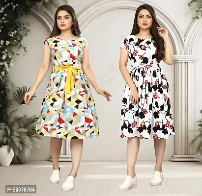 Stylish Printed A-Line Dress For Women Pack Of 2