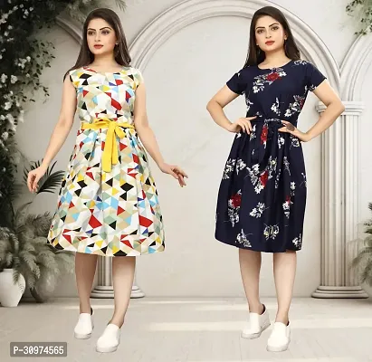 Stylish Printed A-Line Dress For Women Pack Of 2