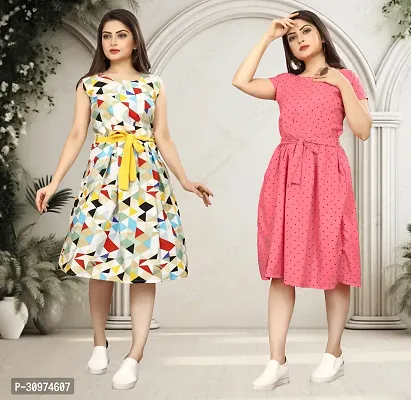 Stylish Printed A-Line Dress For Women Pack Of 2