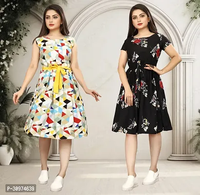 Stylish Printed A-Line Dress For Women Pack Of 2