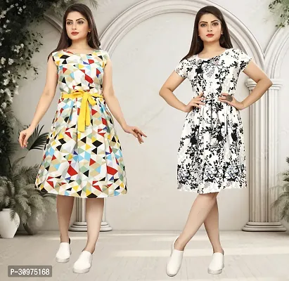 Stylish Printed A-Line Dress For Women Pack Of 2