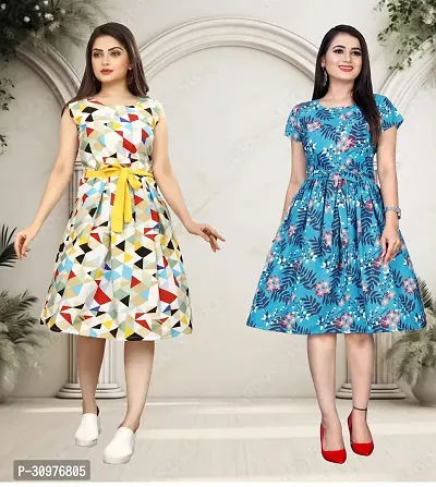 Stylish Printed A-Line Dress For Women Pack Of 2