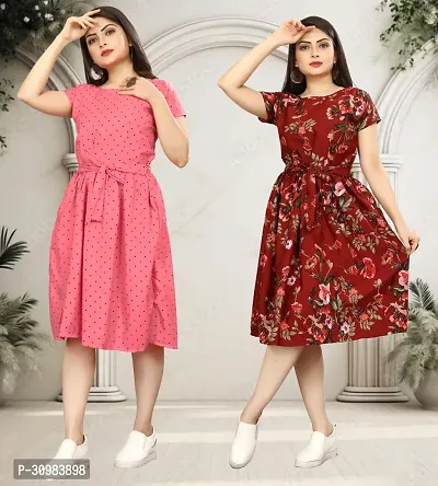 Stylish Printed A-Line Dress For Women Pack Of 2