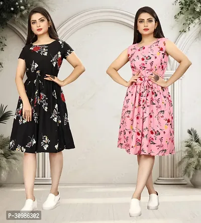 Stylish Printed A-Line Dress For Women Pack Of 2