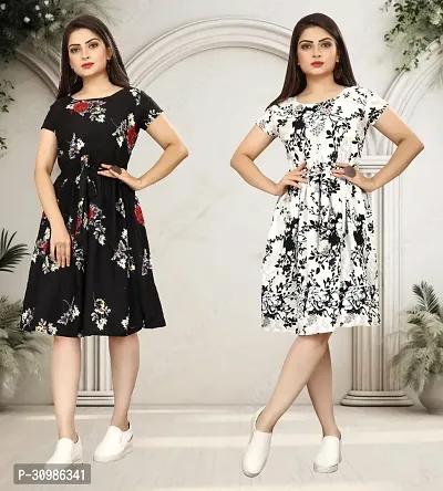 Stylish Printed A-Line Dress For Women Pack Of 2