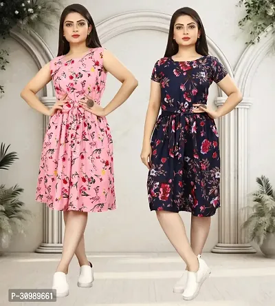 Stylish Printed A-Line Dress For Women Pack Of 2