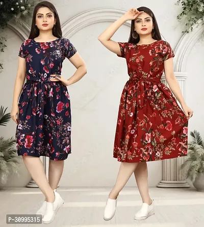 Stylish Printed A-Line Dress For Women Pack Of 2